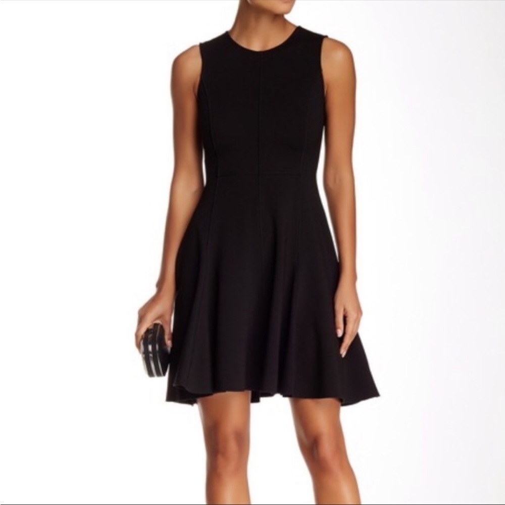 Halston heritage class fit and flare little black dress 794